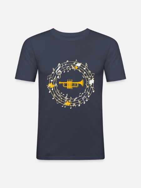Trompette - T-shirt près du corps Homme - bleu marine