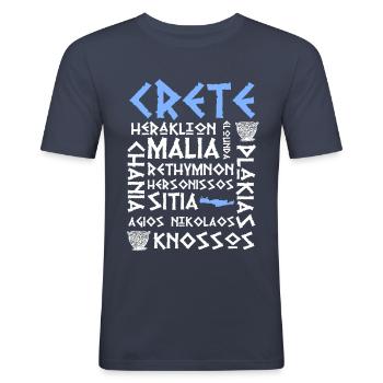 Crète Grèce Île - T-shirt près du corps Homme - bleu marine - Devant - Nik (191cm)
