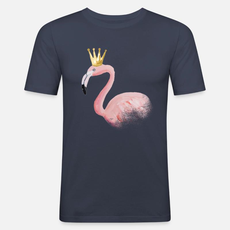 flamingo mit Krone - Männer Slim Fit T-Shirt - Navy