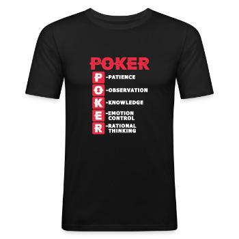 Poker PokerFace Poker All In Casino Cadeau - T-shirt près du corps Homme - noir - Devant - Nik (191cm)
