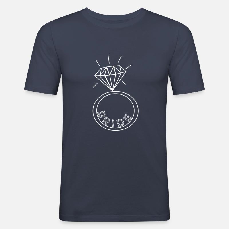BRIDE DIAMOND RING - Männer Slim Fit T-Shirt - Navy
