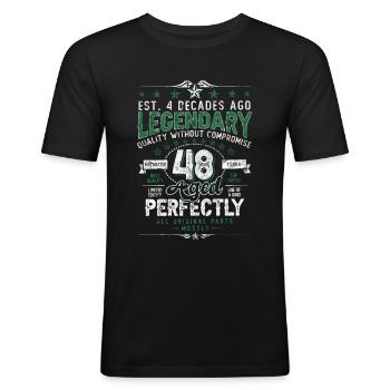 Vintage Legendary - Aged perfectly 48th birthday - Men's Slim Fit T-Shirt - black - Front - Nik (191cm)