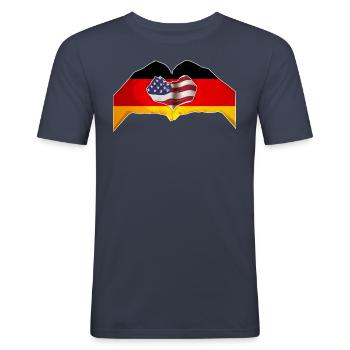 USA Germany Heart - Dual Citizenship Design - Men's Slim Fit T-Shirt - navy - Front - Nik (191cm)