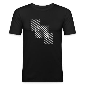 Cool motifs lignes de chemise avec schraffur - T-shirt près du corps Homme - noir - Devant - Nik (191cm)