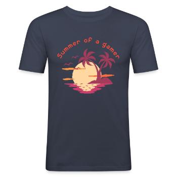 A summer of gamer - Men's Slim Fit T-Shirt - navy - Front - Nik (191cm)