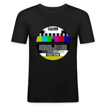 Écran de test d’image de test Still Testing - T-shirt près du corps Homme - noir - Devant - Nik (191cm)