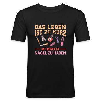 Niemals langweilige Nägel - Männer Slim Fit T-Shirt - Schwarz - Vorne - Nik (191cm)