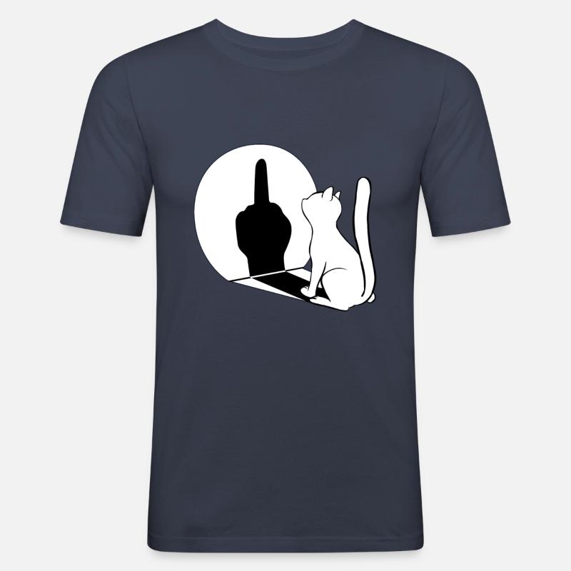Mittelfinger Katzen Schatten - Männer Slim Fit T-Shirt - Navy
