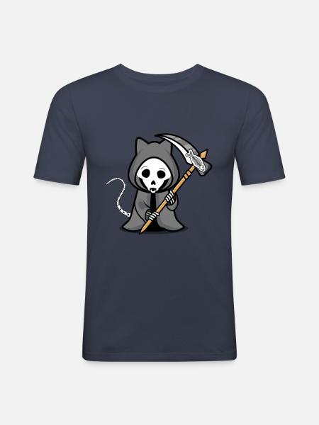 Cat Halloween Grim Repear - Men's Slim Fit T-Shirt - navy