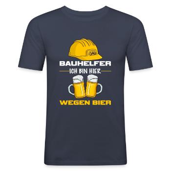 Bauhelfer ich bin hier wegen bier Baustelle - Männer Slim Fit T-Shirt - Navy - Vorne - Nik (191cm)