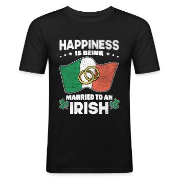 Irish Wedding Ireland Roots Ireland Flag Married - Männer Slim Fit T-Shirt - Schwarz - Vorne - Nik (191cm)