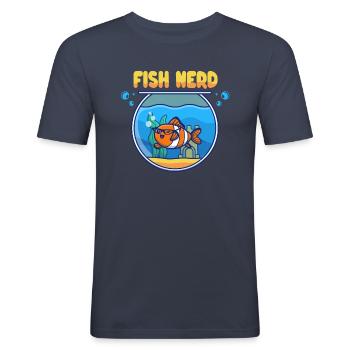 Funny Aquatic Fish Nerd - Men's Slim Fit T-Shirt - navy - Front - Nik (191cm)