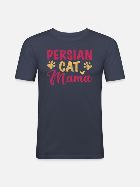 Persian Cat Mom - Männer Slim Fit T-Shirt - Navy