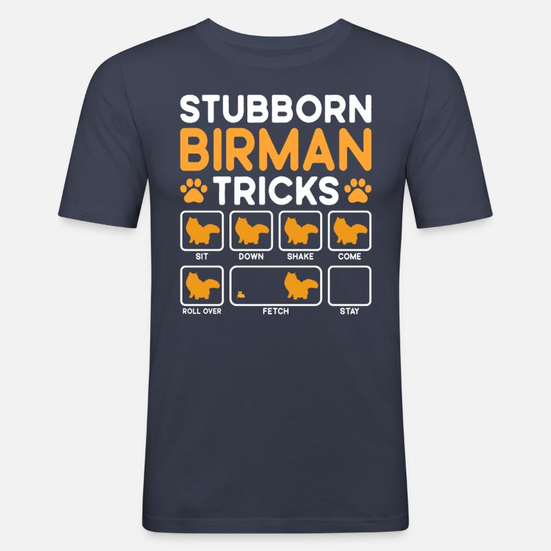 Stubborn Tricks Birman Cat - Männer Slim Fit T-Shirt - Navy