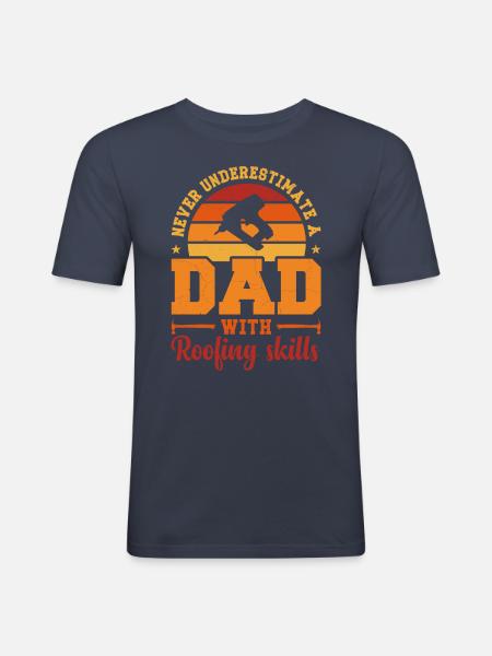 Husband Dad Hero Retro Roofer - Men's Slim Fit T-Shirt - navy