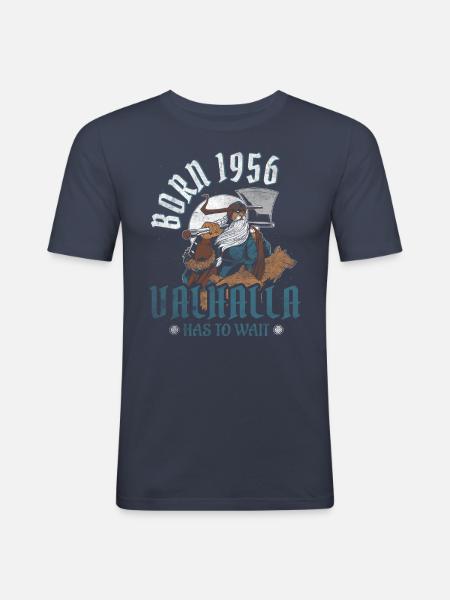 Odins sønner fødes 1956 Viking 68 års fødselsdag - Herre Slim Fit T-Shirt - marineblå