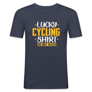 Cyclisme Cyclisme Lucky Shirt - T-shirt près du corps Homme - bleu marine - Devant - Nik (191cm)