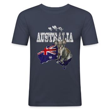 Australia koalabär - Männer Slim Fit T-Shirt - Navy - Vorne - Nik (191cm)