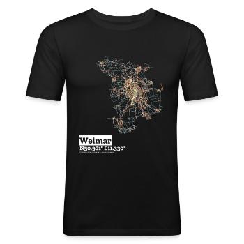 Pastels basiques de Weimar - T-shirt près du corps Homme - noir - Devant - Nik (191cm)