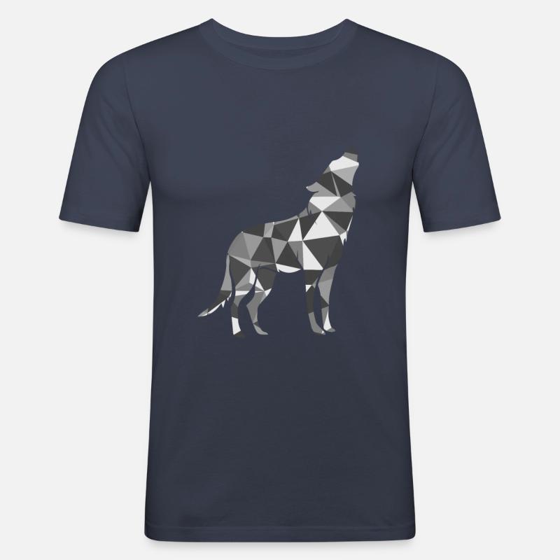 Polygon Wolf - Männer Slim Fit T-Shirt - Navy