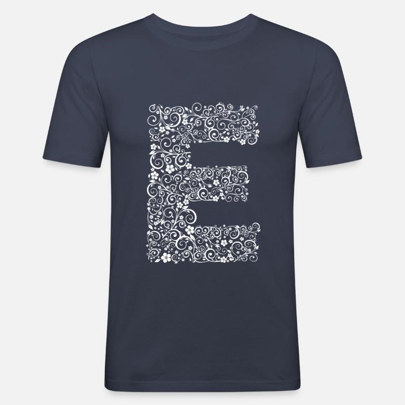 Buchstabe E - Männer Slim Fit T-Shirt - Navy