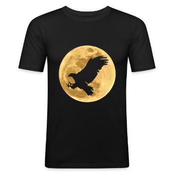 L’aigle dans la lune pleine lune - T-shirt près du corps Homme - noir - Devant - Nik (191cm)