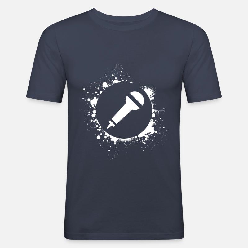 Mikro Mikrofon Singen - Männer Slim Fit T-Shirt - Navy