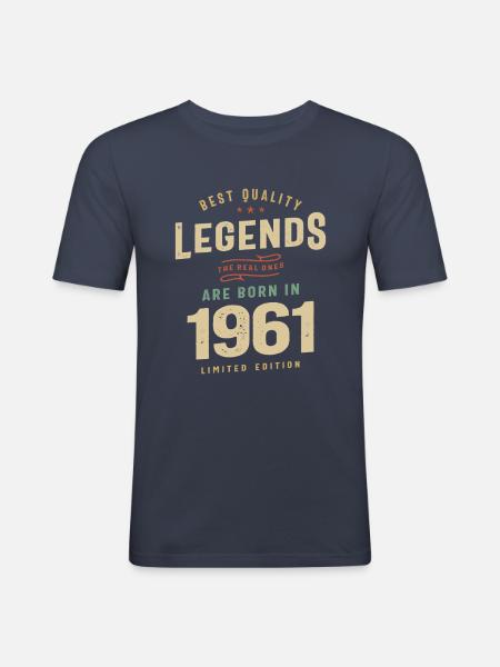 1961 Birthday 62 Years Old - Men's Slim Fit T-Shirt - navy