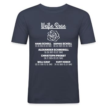 Weisse Rose - Männer Slim Fit T-Shirt - Navy - Vorne - Nik (191cm)