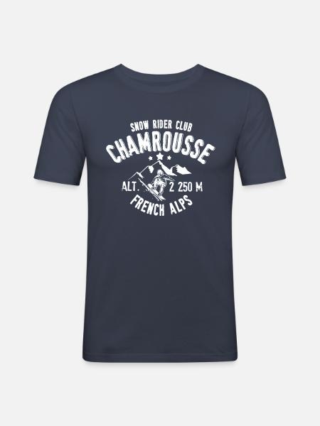Chamrousse Snow Rider Club - Männer Slim Fit T-Shirt - Navy