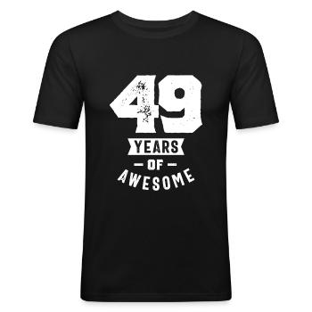 Cadeau de 49 ans | Idées cadeaux pour le 49e anniversaire - Hommes - T-shirt près du corps Homme - noir - Devant - Nik (191cm)