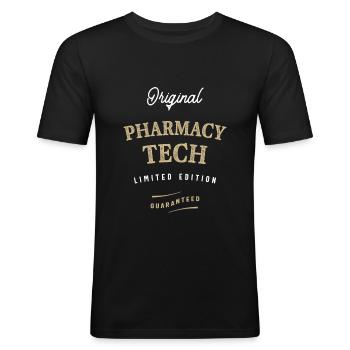 Pharmacie Tech Emploi Profession Anniversaire Travailleur - T-shirt près du corps Homme - noir - Devant - Nik (191cm)