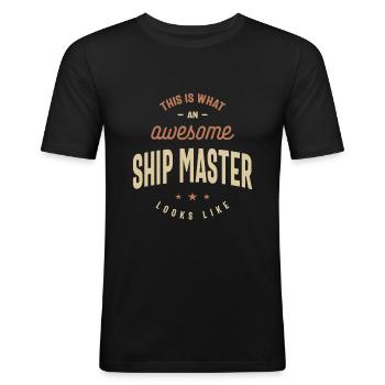 Funny Awesome Ship Master Job Occupation - Men's Slim Fit T-Shirt - black - Front - Nik (191cm)