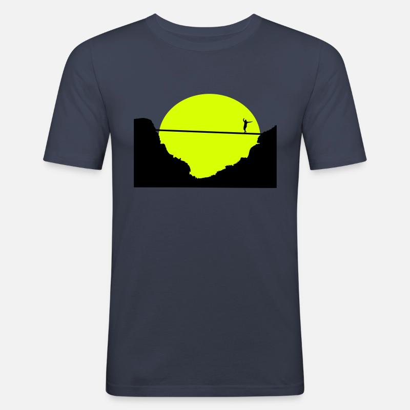 Slackline, Highline, slacklining - Männer Slim Fit T-Shirt - Navy