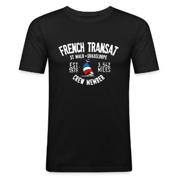 French Transat 2022 crew member St Malo - Men's Slim Fit T-Shirt - black - Front - Nik (191cm)