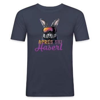 Lapin d’après-ski - T-shirt près du corps Homme - bleu marine - Devant - Nik (191cm)
