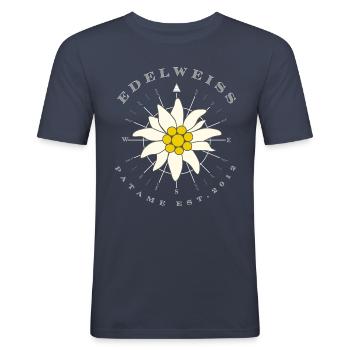 Edelweiss Windrose - Männer Slim Fit T-Shirt - Navy - Vorne - Nik (191cm)