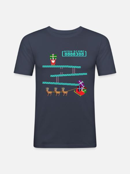 Santa Kong - Männer Slim Fit T-Shirt - Navy