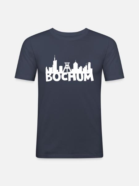 Bochum Skyline - Männer Slim Fit T-Shirt - Navy