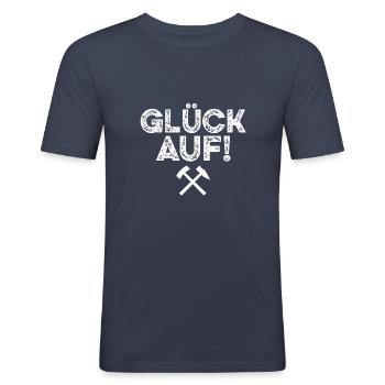 Glück auf! - Hammer und Schägel - Männer Slim Fit T-Shirt - Navy - Vorne - Nik (191cm)