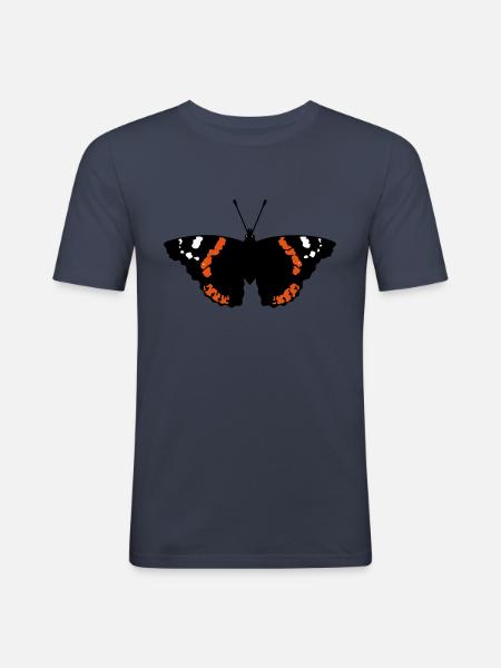 Schmetterling (Falter, Admiral, Vanessa Atalanta) - Männer Slim Fit T-Shirt - Navy