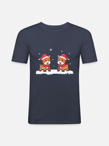 Cadeaux de Noël Noël - T-shirt près du corps Homme - bleu marine