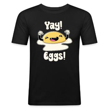 Yay Eggs - Men's Slim Fit T-Shirt - black - Front - Nik (191cm)