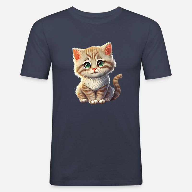 Katze Kätzchen Geschenk - Männer Slim Fit T-Shirt - Navy
