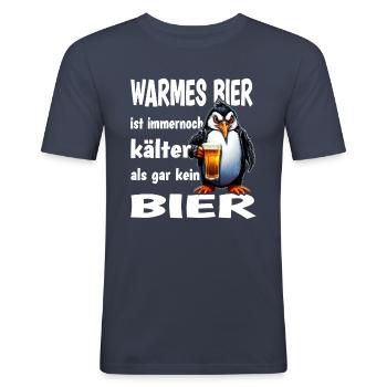 Warmes Bier Ist Immernoch Kälter Als Gar Kein Bier - Männer Slim Fit T-Shirt - Navy - Vorne - Nik (191cm)