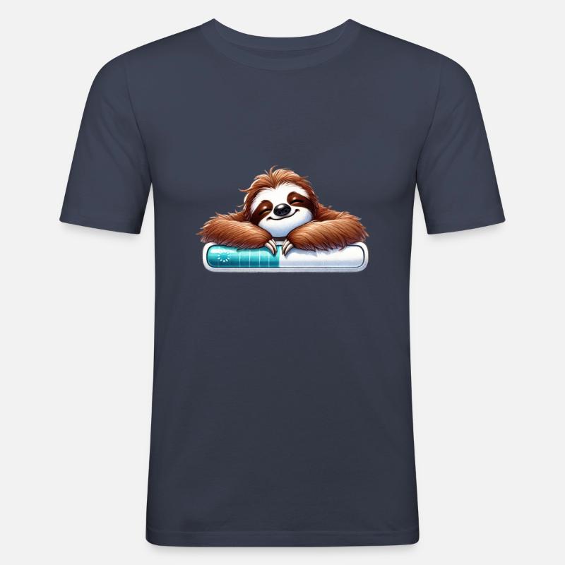 Relaxed Sloth Loading Bar - Men's Slim Fit T-Shirt - navy