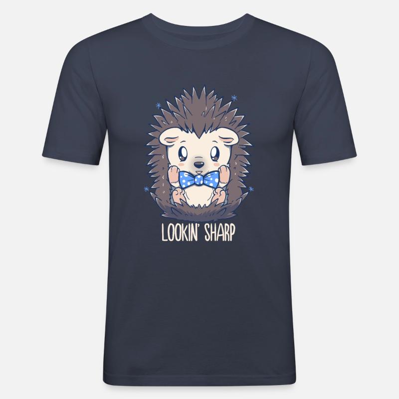Lookin Sharp Dapper Hedgehog - Men's Slim Fit T-Shirt - navy