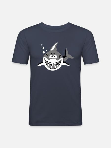 Hai mit Zahnspange - Men's Slim Fit T-Shirt - navy