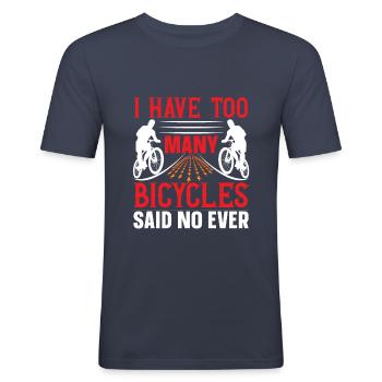 Cykling, cykling, cykling - Herre Slim Fit T-Shirt - marineblå - Foran - Nik (191cm)