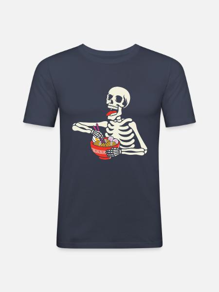 Halloween Skeleton Ramen - Men's Slim Fit T-Shirt - navy